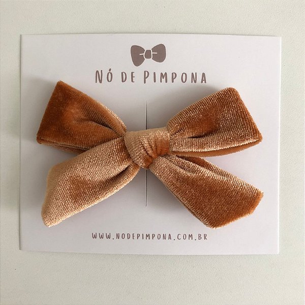 Laço de Tecido Veludo - Caramelo