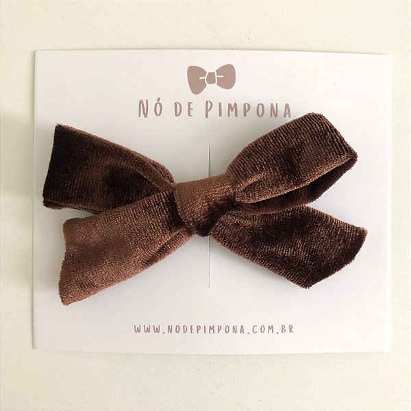 Laço de Tecido Veludo - Marrom