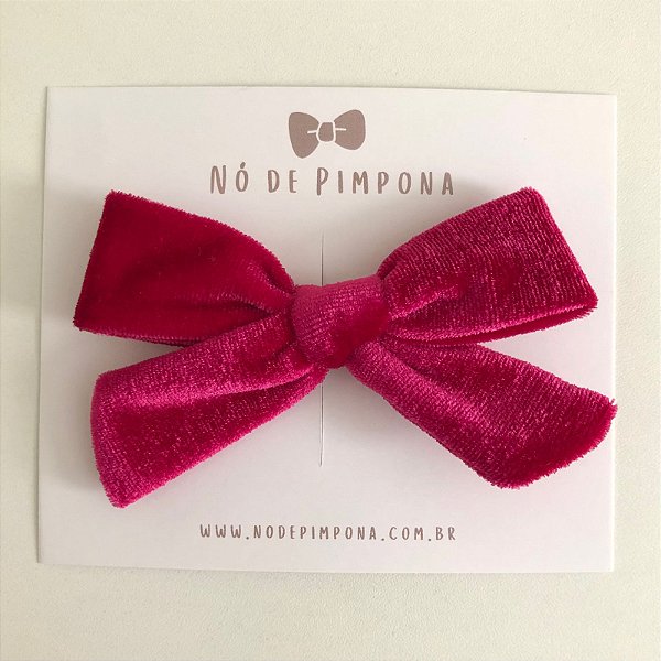 Laço de Tecido Veludo - Pink