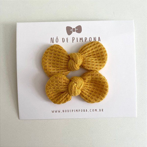 Dupla de Laços de Tecido Algodão- Mostarda
