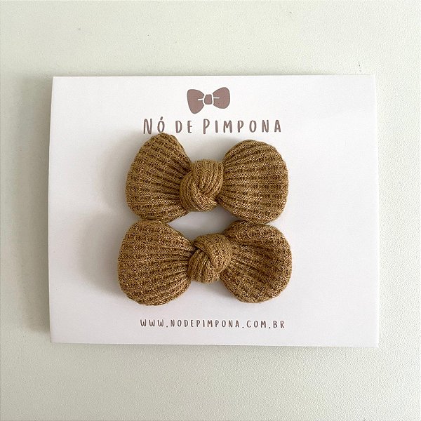 Dupla de Laços de Tecido Algodão- Nude