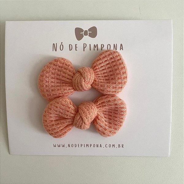 Dupla de Laços de Tecido Algodão- Salmão