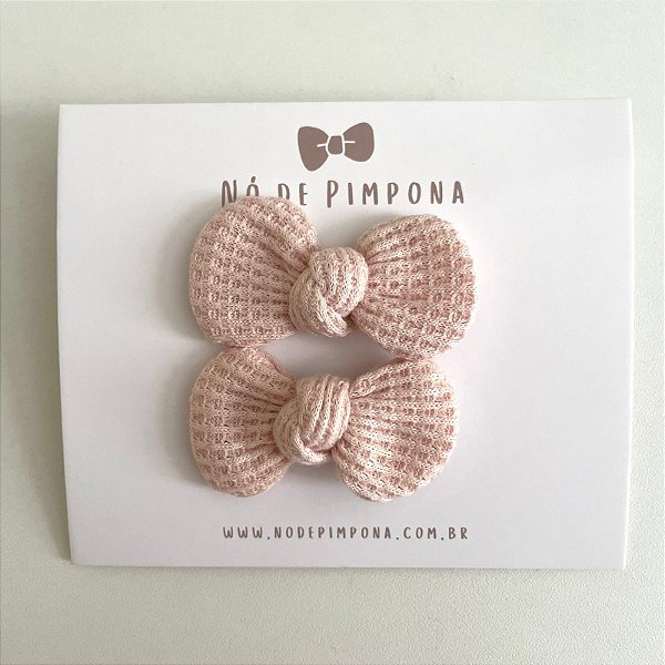 Dupla de Laços de Tecido Algodão- Rosa Bebê