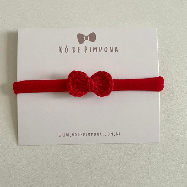 Faixa de Bebê Laço Crochê - Vermelho