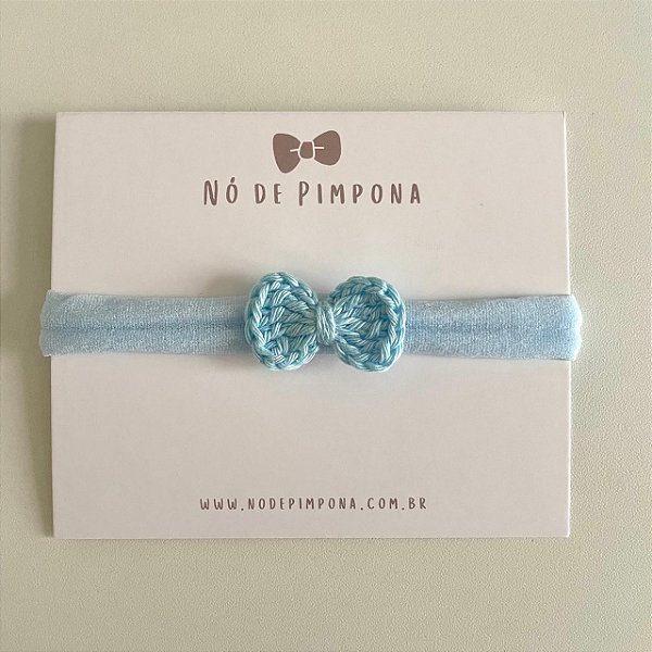 Faixa de Bebê Laço Crochê - Azul Bebê