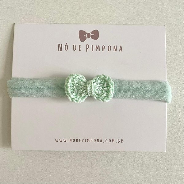 Faixa de Bebê Laço Crochê - Verde Bebê