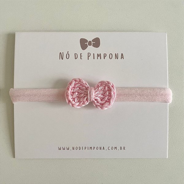 Faixa de Bebê Laço Crochê - Rosa Bebê