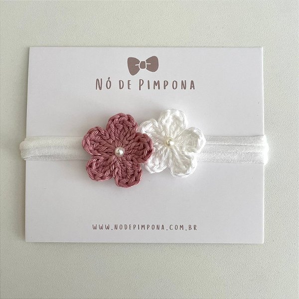 Faixa de Bebê Flor Crochê - Rose
