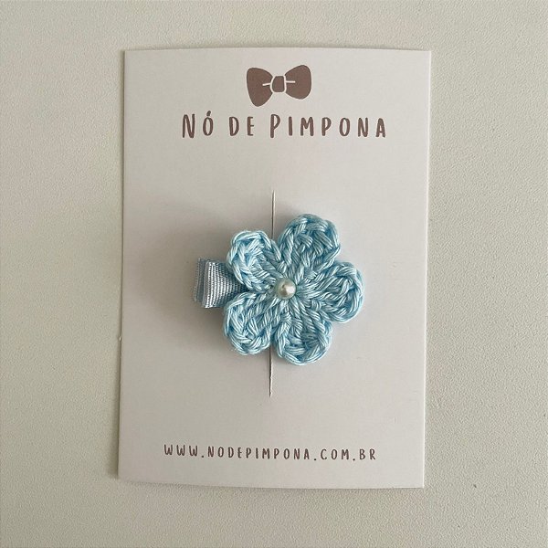 Clips de Flor de Crochê - Azul