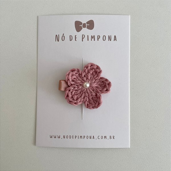 Clips de Flor de Crochê - Rose