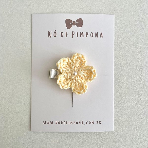 Clips de Flor de Crochê - Amarelo