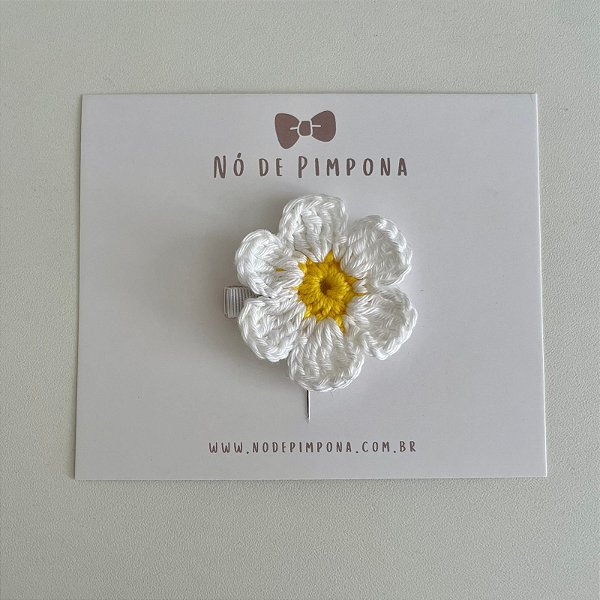 Clips de Flor de Crochê - Margarida