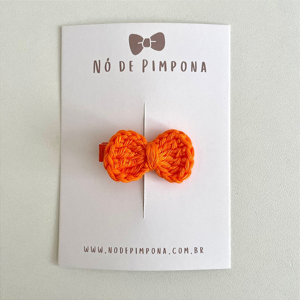 Clips de Laço de Crochê - Laranja