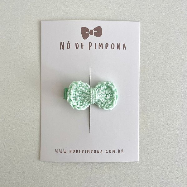 Clips de Laço de Crochê - Verde Bebê