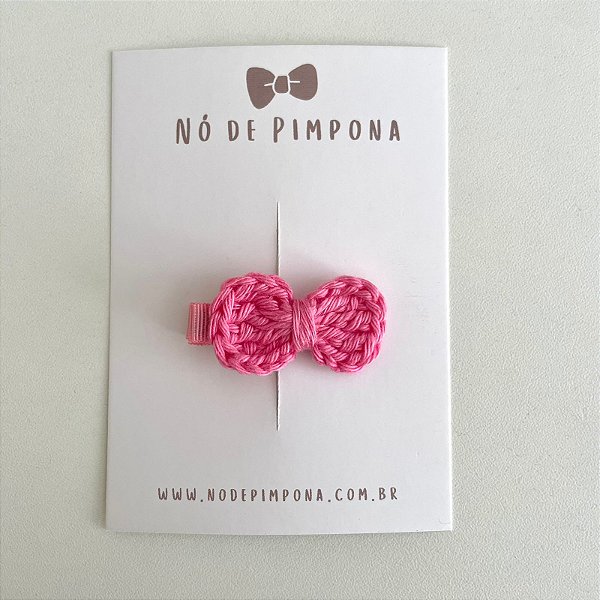 Clips de Laço de Crochê - Rosa Pink