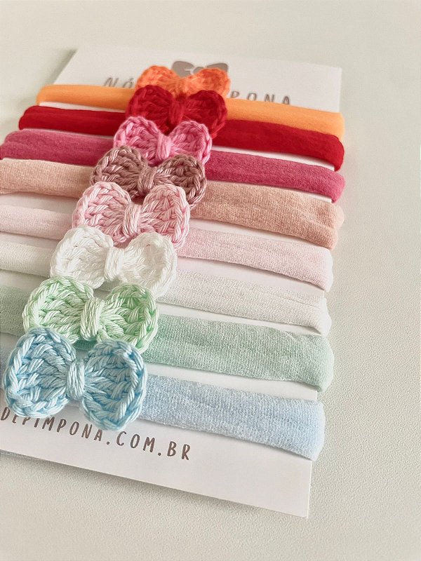 Kit Faixa de Bebê Laço Crochê - 8 cores