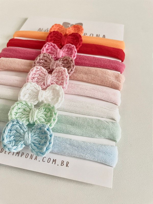 Kit Faixa de Bebê Laço Crochê - 8 cores