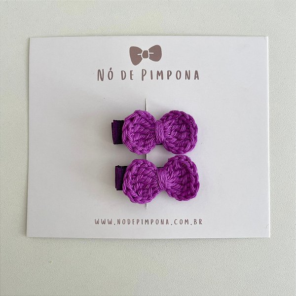 Dupla Clips de Laço de Crochê - Roxo