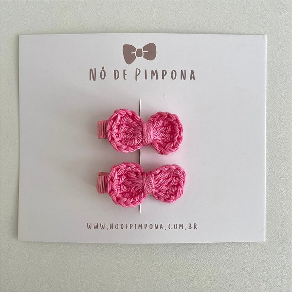 Dupla Clips de Laço de Crochê - Pink