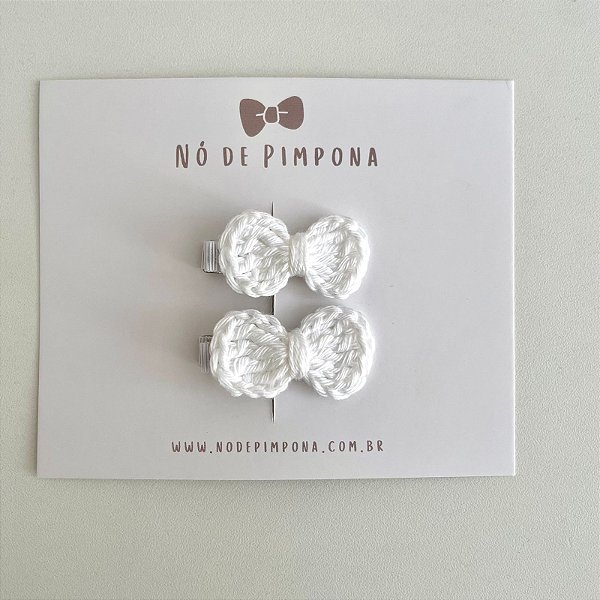 Dupla Clips de Laço de Crochê - Branco