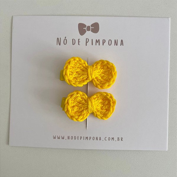 Dupla Clips de Laço de Crochê - Amarelo