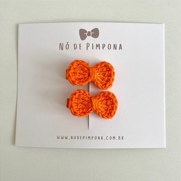 Dupla Clips de Laço de Crochê - Laranja