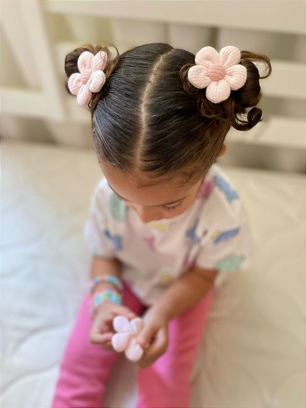 Clipes Flor em Algodão - Rosa