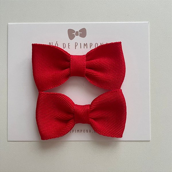 Dupla de Laços Liso Jeans- Vermelho