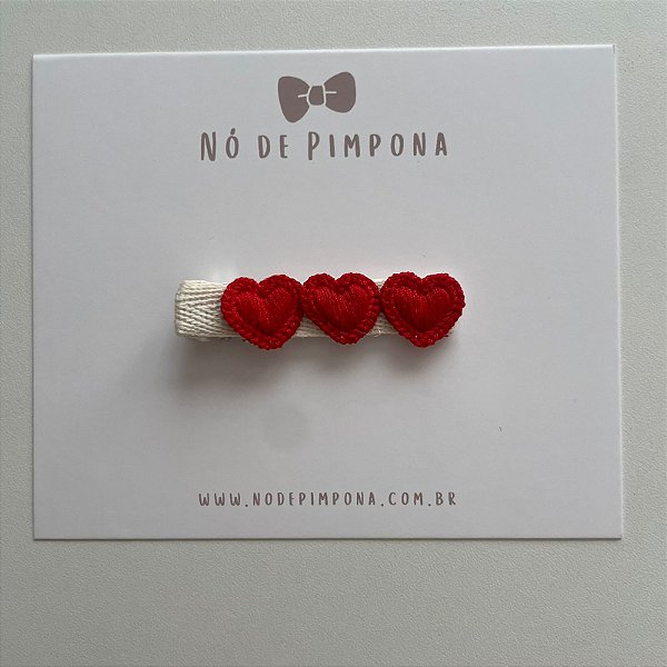Presilha de Tecido Corações - Vermelho