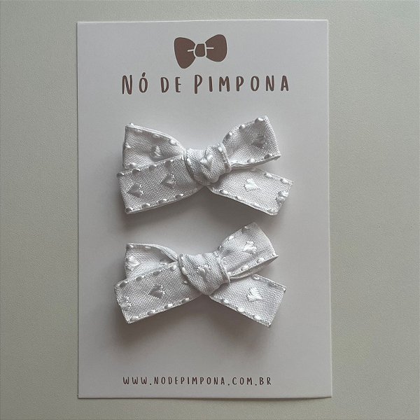 Dupla de Laço de Coração Delicado - Branco