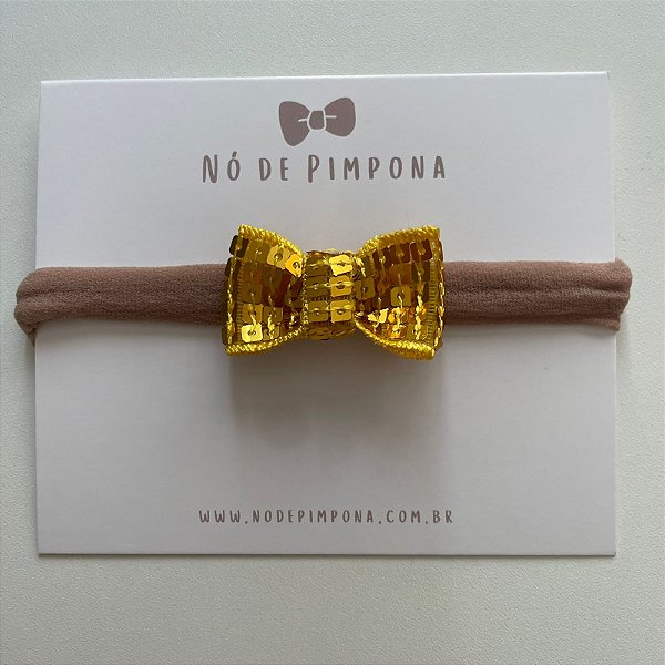 Faixa de Paetê para Bebê - Dourado