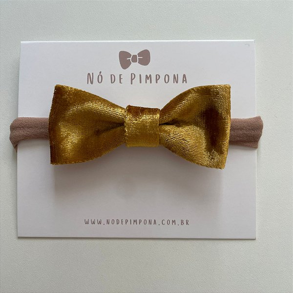 Faixa de Veludo Para Bebê - Dourado