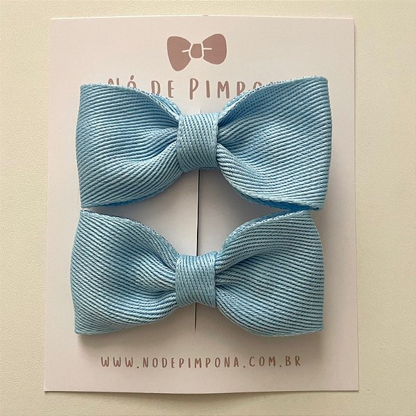 Dupla de Laços Liso Jeans - Azul