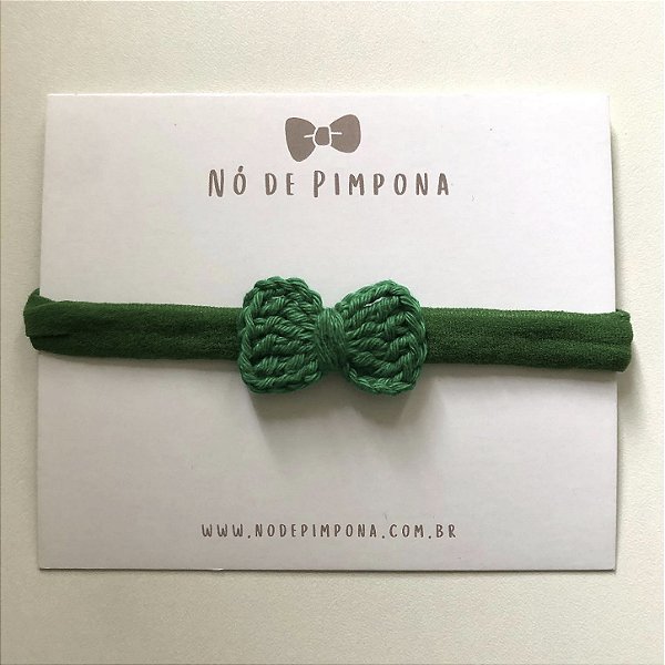 Faixa de Bebê Laço Crochê - Verde Bandeira