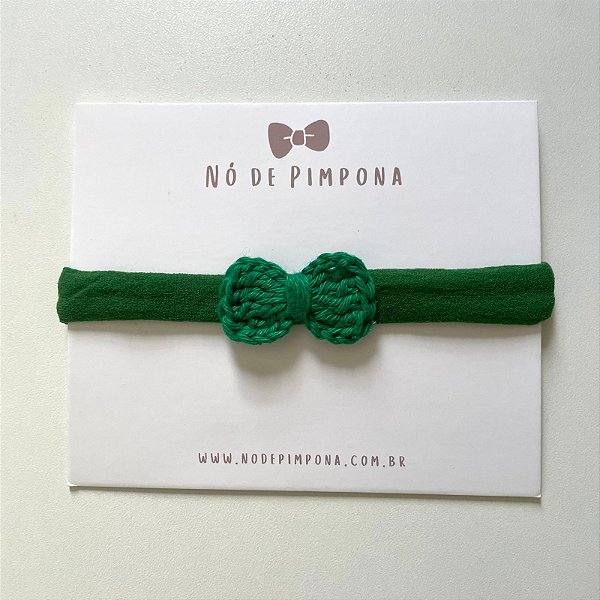 Faixa de Bebê Laço Crochê - Verde Bandeira