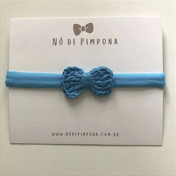 Faixa de Bebê Laço Crochê - Azul Tiffany