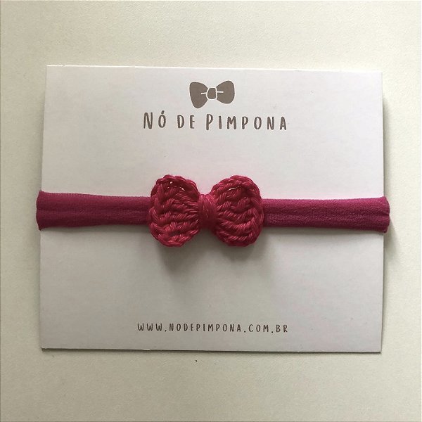 Faixa de Bebê Laço Crochê - Rosa Magenta