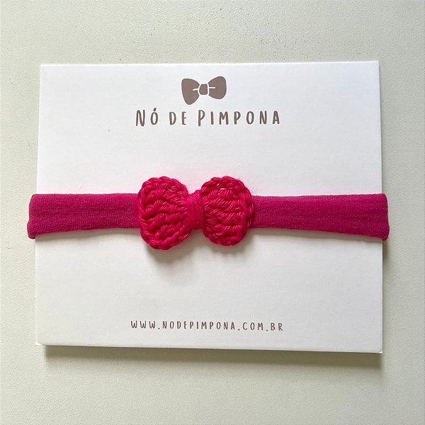 Faixa de Bebê Laço Crochê - Rosa Magenta