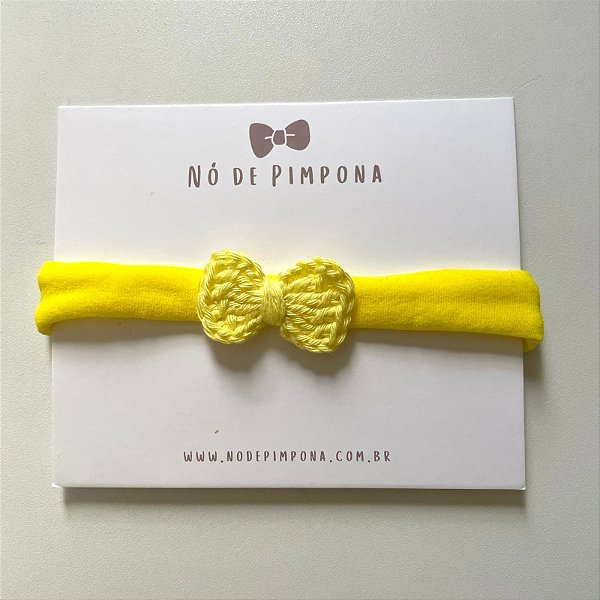 Faixa de Bebê Laço Crochê - Amarelo
