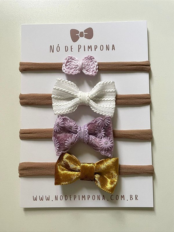 Kit Faixa de Bebê Laços - Lilás Floral