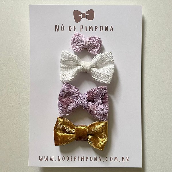 Kit Laços de Bebê - Lilás Floral