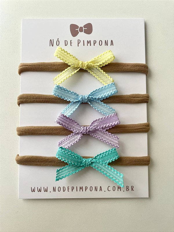 Kit Faixa de Bebê Laços Delicados Trabalhados - Coleção Bambolê