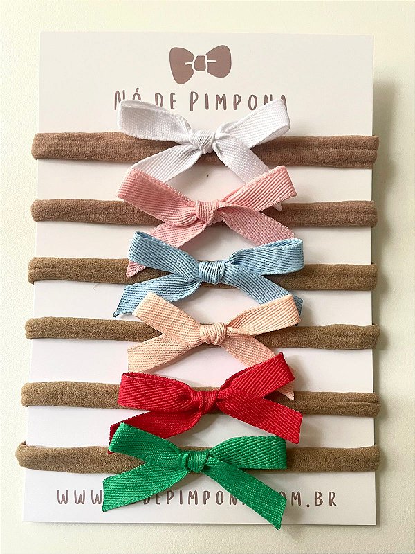 Kit Faixa de Bebê Laços Jeans Coloridos - Coleção Bambolê