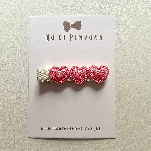 Presilha de Tecido Corações - Rosa