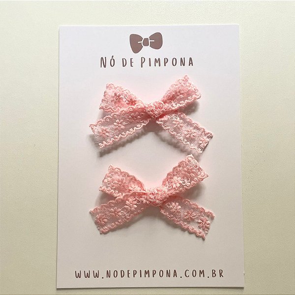 Dupla de Laço Renda Rosa