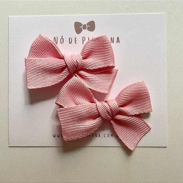 Dupla de Mini Laço Jeans - Rosa