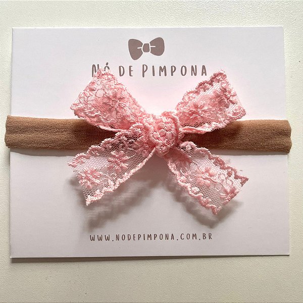 Faixa de Bebê Mini Renda - Rosa