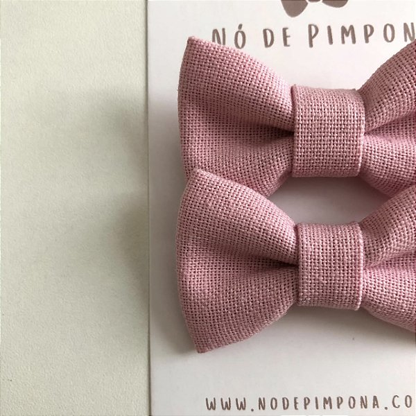 Dupla de Laço de Bebê Linho - Rosa