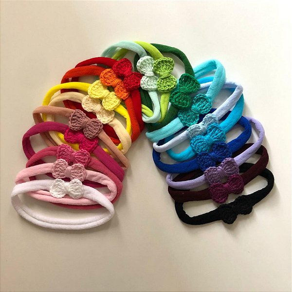 Kit Faixa de Bebê Laço Crochê - 19 cores