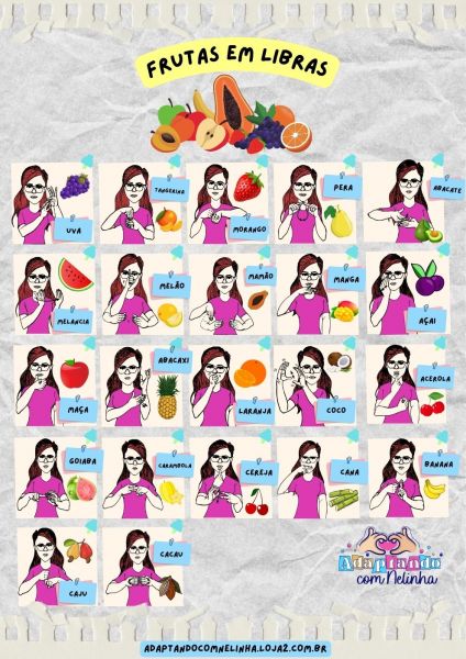 CARTAZ AMPLIADO FRUTAS EM LIBRAS